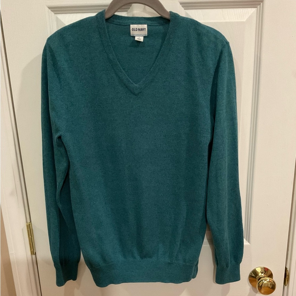 Teal v-neck sweater men S